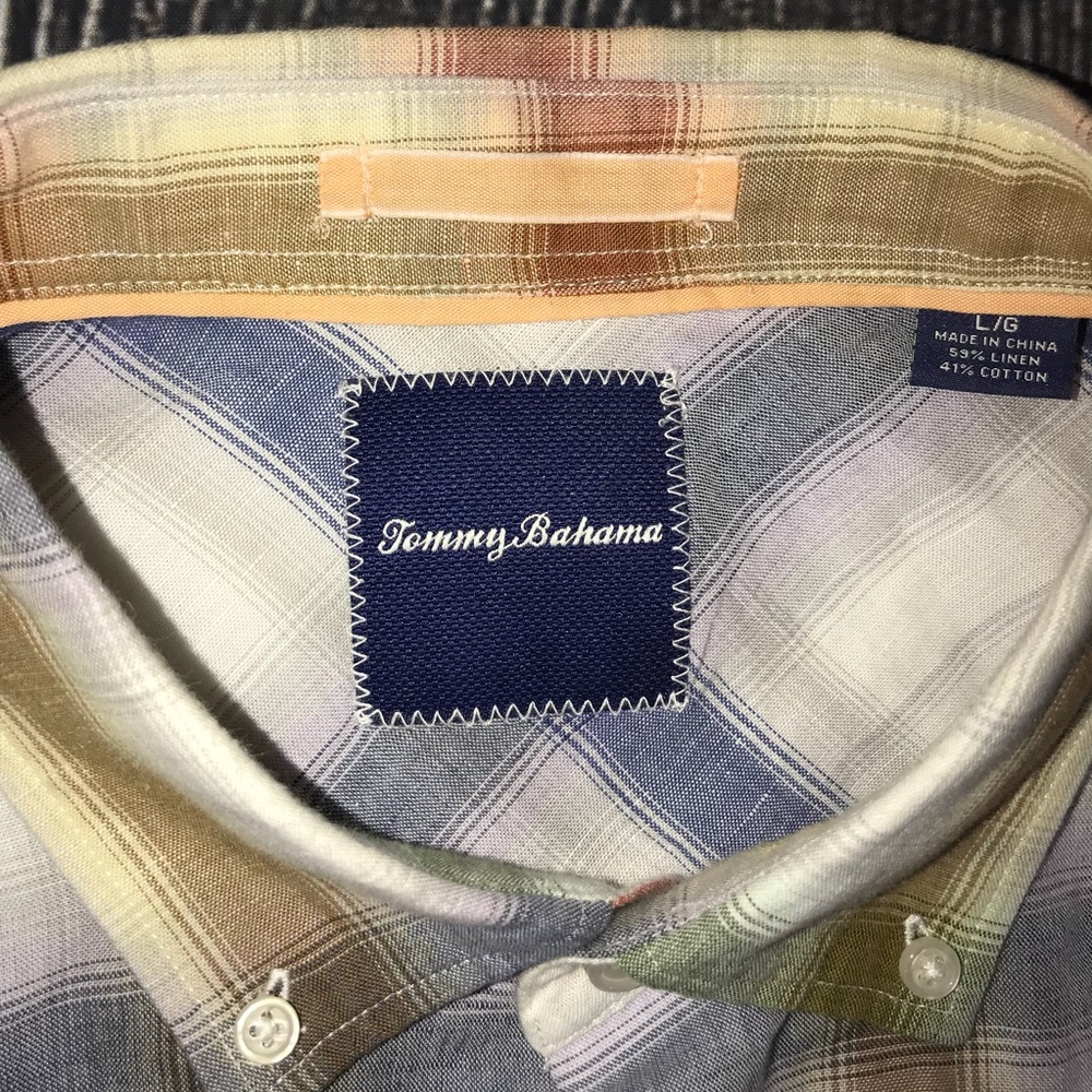 Tommy Bahama Linen Chaveta Plaid Shirt Size Large - Picture 3 of 7